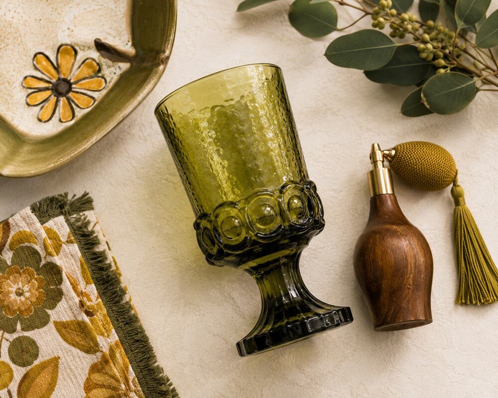 Vintage Franciscan Madeira Olive Green Water Goblet